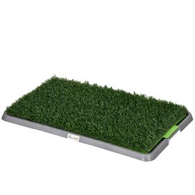 2 Pack Artificial Dog Grass Pad with Tray for Potty Training Dogs, 26" x 16"