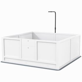 Whelping Box for Puppies Birth with Pee Pad, Pig Rail, Adjustable Door, for Small Medium Large All Breed Dogs, 49" x 48"