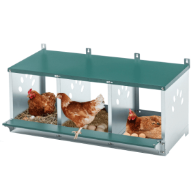 Metal Nesting Boxes For Chicken,3 Compartment Nesting Box,Galvanized Steel Nesting Boxes For Hens, Easy To Assemble (Option: Green)