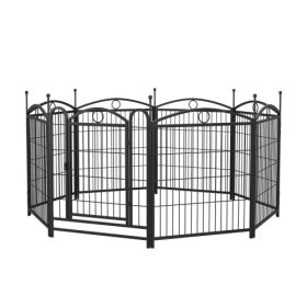 32 Inch 8 Panel Metal Dog Fence Pet Outdoor Playpen (Option: Black)